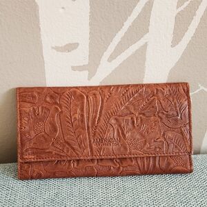 American Leather Co.: Brandy Tooled Trifold Wallet